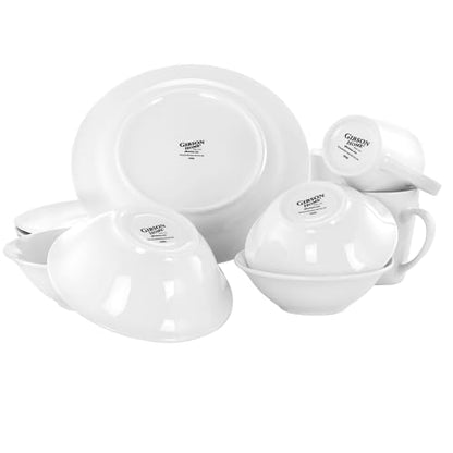 Gibson Home Noble Court 16 Piece Dinnerware Set, White, Rim Shape