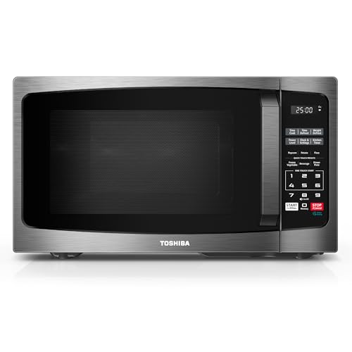 TOSHIBA Microwave Oven, 0.9 Cu. Ft., 900W, Black Stainless Steel