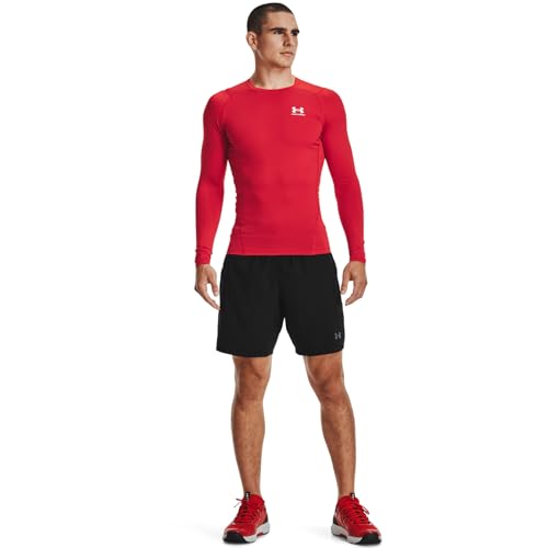 Under Armour Men's Armour HeatGear Compression Long-Sleeve T-Shirt , Red (600)/White, Large