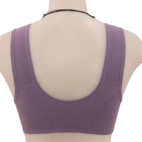 IWOLLENCE Daisy Bras for Older Women No Underwire Front Closure Comfort Senior Wireless Snap Closing Bra Purple 36B