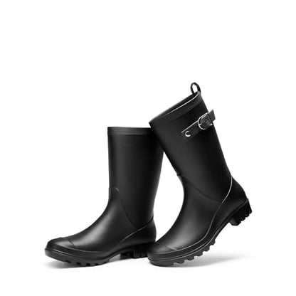 DREAM PAIRS Bottes de pluie en caoutchouc pour femme, Noir, 39 (EUR)