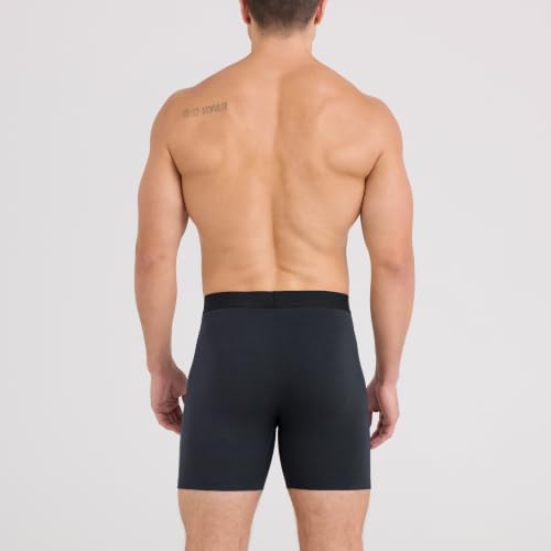 SAXX Underwear Co. Men's Core Cotton Boxer Brief Fly 3-Pack, Black/Shade/Dark Denim, Medium