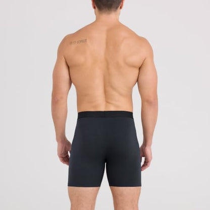 SAXX Underwear Co. Men's Core Cotton Boxer Brief Fly 3-Pack, Black/Shade/Dark Denim, Medium