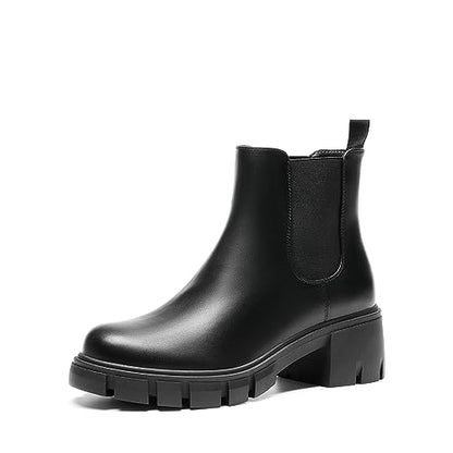 DREAM PAIRS Women's Chelsea Ankle Boots Fall Booties,Black,6 | Platform Chunky Heel,Round Toe,Pull-On,Comfortable,for Fall Winter Outdoor Walking,Office,Daily