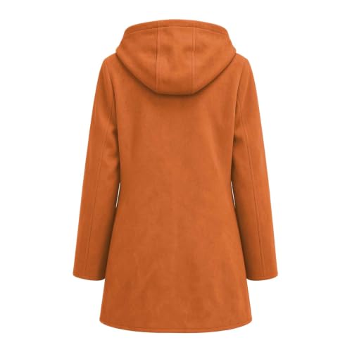 Womens Trench Coat Faux Suede Hooded Long Jacket Button Down Long Pea Coat