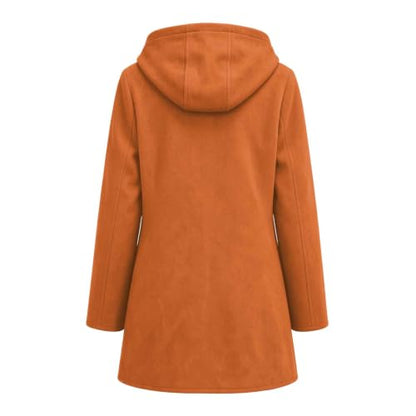 Womens Trench Coat Faux Suede Hooded Long Jacket Button Down Long Pea Coat