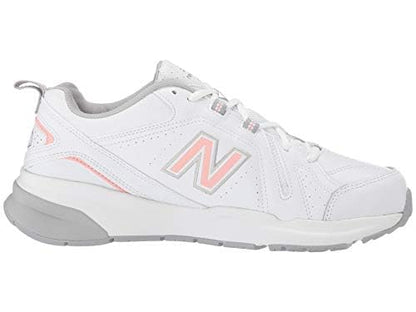 New Balance Women's 608 V5 Casual Comfort Cross Trainer, White/Pink, 8.5 M