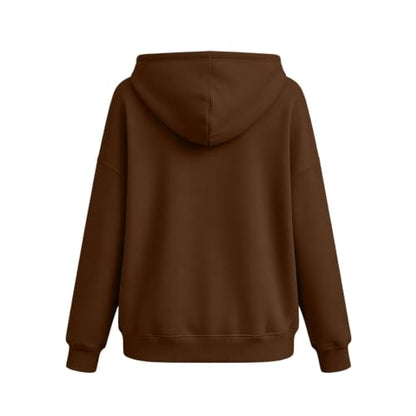 Hoodies for Women Womens Hoodies V Neck Hooded Sweatshirt Loose Drop Shoulder Long Sleeve Pullover with Pockets Daily Commute Coffee S