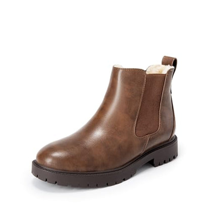 DREAM PAIRS Women's Chelsea Ankle Boots Winter Booties,Brown,7