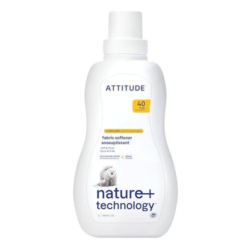 ATTITUDE Liquid Fabric Softener, Plant Based, Citrus Zest, 40 Loads