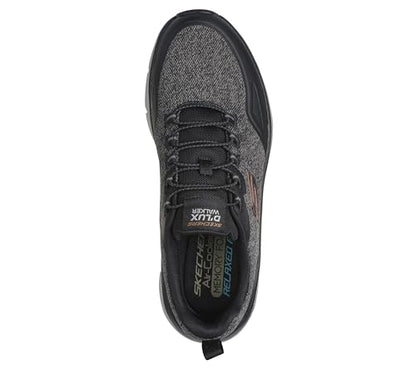 Skechers Men's D'lux Walker 2.0 Steadyway Sneaker, Black/Charcoal, 10