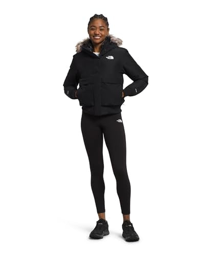 THE NORTH FACE Women's Arctic Bomber, TNF Black-NPF, Medium | Down Insulated Jacket, Waterproof Shell, Adjustable Hood with Faux-Fur Lined Trim