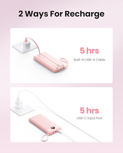 Coowisty 10000mAh Portable Charger for iPhone, Built in 4 Cables Power Bank
