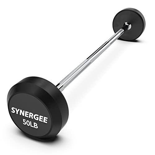 Synergee Fixed 50 lb Barbell – Pre Weighted Straight Bar
