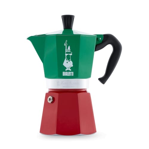 Bialetti Moka Express 6-Cup Aluminum Stovetop Espresso Maker, Tricolore