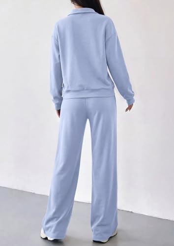 PRETTYGARDEN Women's Lounge Sets 2 Piece Outfits Sweatsuits Light Blue,S