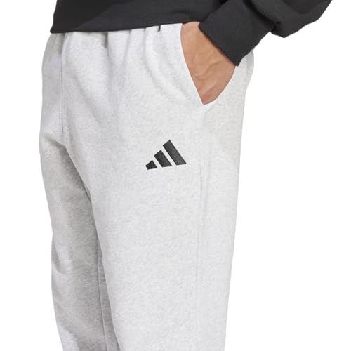 adidas Men's Essentials FeelCozy Fleece Pants, Light Grey Heather/Black