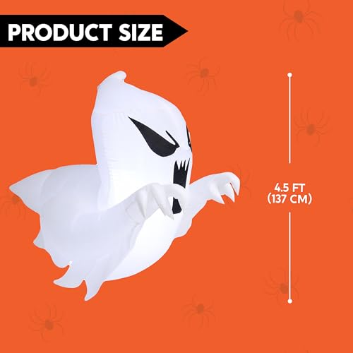 Joiedomi 4.5 FT Halloween Inflatable Scary Flying Ghost Broke Out from Window Inflatable with Build-in LED Blow Up Ghost for Halloween Party Indoor, Outdoor, Yard, Garden, Lawn Decoration