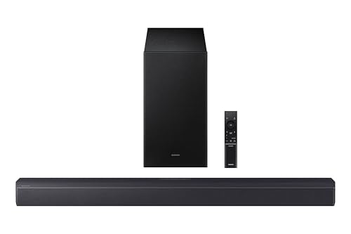 Samsung Sound Bar HW-B53CF/ZC, 2.1 Channel, Subwoofer, 300 watts, Surround Sound, Dolby Digital, DTS Virtual:X, Adaptive Sound, Bluetooth, HDMI ARC, Game Mode, Soundbar