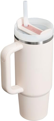 Stanley Quencher H2.0 Tumbler with Handle and Straw 30 oz | Flowstate 3-Position Lid | Cup Holder Compatible for Travel | Insulated Stainless Steel Cup | BPA-Free | Rose Quartz 2.0