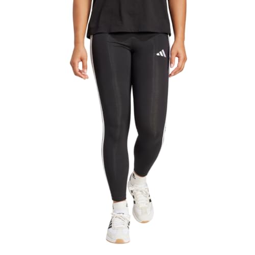 adidas Women's Essentials 3-Stripes Cotton Leggings, Black/White, Medium