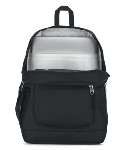 JanSport Cross Town Plus Laptop 26L Backpack, Black | 15 inch Padded Laptop Sleeve, Water Bottle Pocket, Commuter Rucksack for Travel