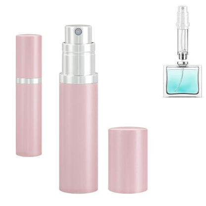 Refillable Perfume Atomizer Travel Bottle - Qavhun 5ml Luxury Leakproof Travel Perfume Refillable Bottle,Perfume Atomizer, Perfume Spray Bottle for Women (Pink)
