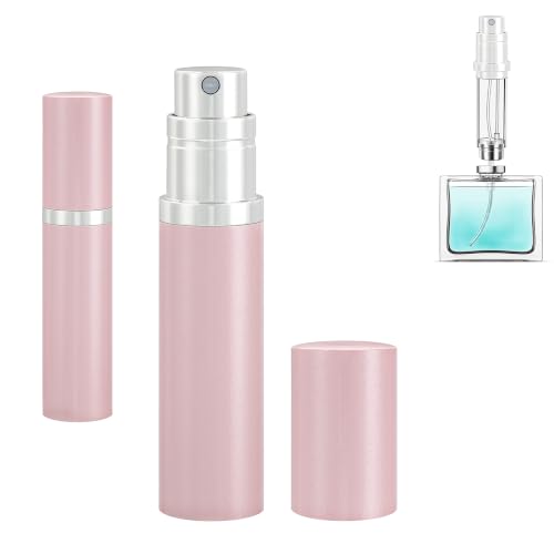 Refillable Perfume Atomizer Travel Bottle - Qavhun 5ml Luxury Leakproof Travel Perfume Refillable Bottle,Perfume Atomizer, Perfume Spray Bottle for Women (Pink)