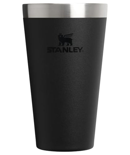 Stanley Adventure Stacking Beer Pint Glass 16oz | Stackable Drinking Cup for Cold Beverages | Dishwasher Safe | Insulated Stainless Steel Tumbler | BPA-Free | Black 2.0