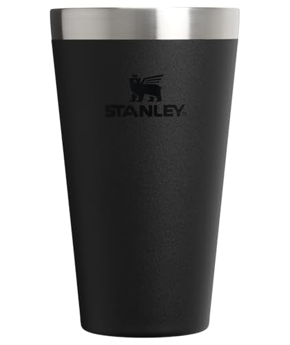Stanley Adventure Stacking Beer Pint Glass 16oz | Stackable Drinking Cup for Cold Beverages | Dishwasher Safe | Insulated Stainless Steel Tumbler | BPA-Free | Black 2.0
