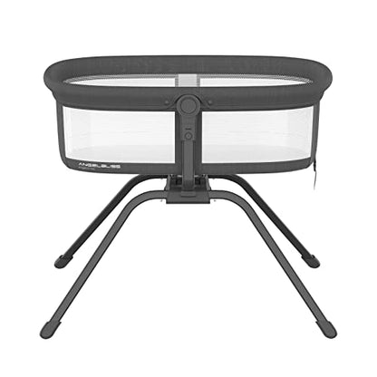 ANGELBLISS 3 in 1 Rocking Bassinet & Baby Portable Travel Bedside Crib, Side to Side Manual Rocking Motion Bassinet, Mattress Included (Black)