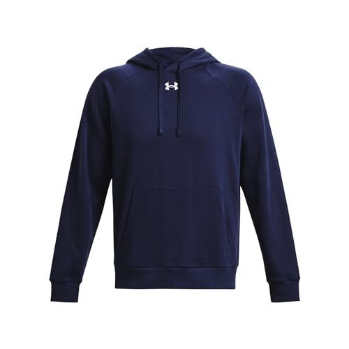 Under Armour Mens Rival Fleece Hoodie, (410) Midnight Navy / / White, Large