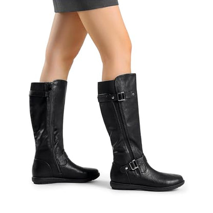 DREAM PAIRS Women Knee High Faux Fur Lined Boots,Black,11