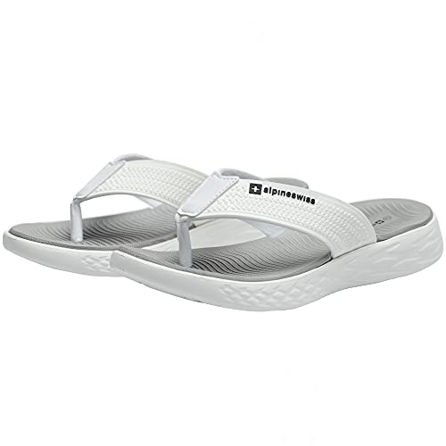 Alpine Swiss Katie Womens Flip Flops | Comfortable Outdoor Walking Thong Sandals | Flip Flops for Women Everyday Wear Anti-Slip Shock-Absorbing Sole Cushioned Footbed Water-Resistant Beach Shoe GRY 8