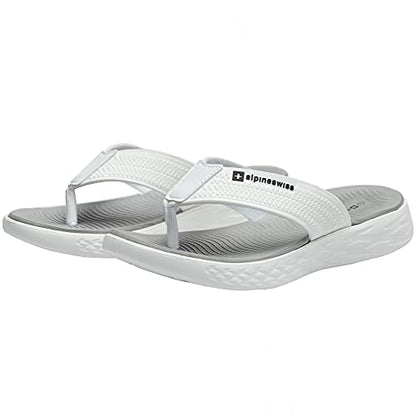 Alpine Swiss Katie Womens Flip Flops | Comfortable Outdoor Walking Thong Sandals | Flip Flops for Women Everyday Wear Anti-Slip Shock-Absorbing Sole Cushioned Footbed Water-Resistant Beach Shoe GRY 8