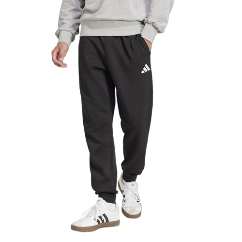 Adidas Mens Essentials Feel Cozy Fleece Sportswear Pants,Black/White,Medium