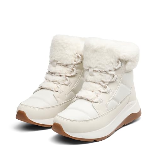 DREAM PAIRS Women's Waterproof Ankle Winter Snow Boots,Off-White,7