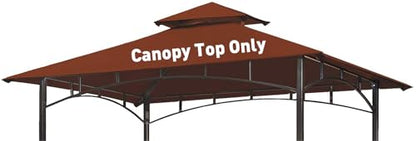 OLILAWN Grill Gazebo Replacement Canopy Roof, 5' x 8' Outdoor BBQ Gazebo Canopy Top Cover, Double Tired Grill Shelter Cover with Durable Polyester Fabric, Fit for Model L-GG001PST-F, Burgundy