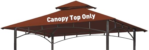OLILAWN Grill Gazebo Replacement Canopy Roof, 5' x 8' Outdoor BBQ Gazebo Canopy Top Cover, Double Tired Grill Shelter Cover with Durable Polyester Fabric, Fit for Model L-GG001PST-F, Burgundy