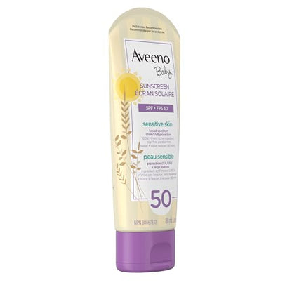 Aveeno Baby SPF 50 Mineral Sunscreen Lotion for Sensitive Skin, 88mL