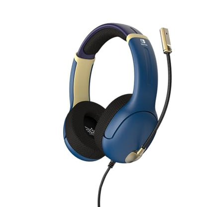 PDP Gaming AIRLITE Stereo Headset with Mic for Nintendo Switch/Switch Lite/OLED - Noise Cancelling Microphone, Lightweight, Soft Comfort On Ear Headphones, 3.5mm Jack -Hyrule Blue