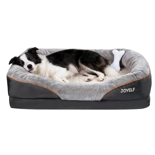 JOYELF Large Memory Foam Dog Bed Orthopedic Dog Bed & Sofa with Removable Washable Cover and Squeaker Toy as Gift