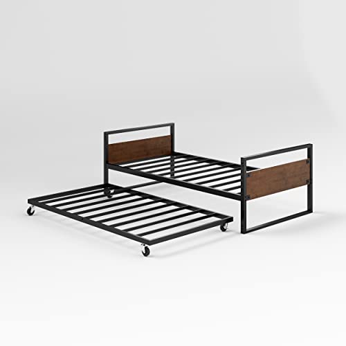 ZINUS Suzanne Bamboo and Metal Daybed with Trundle/Mattress Foundation with Steel Slat Support/Easy Assembly, Twin