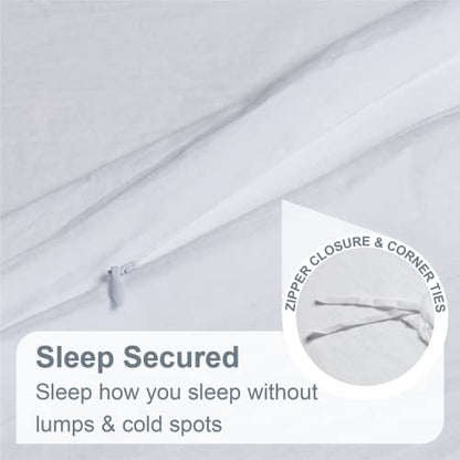 Swift Home Luxury Duvet Cover Set, Ultra Soft, Wrinkle Resistant, All Season Bedding with Zipper Closure & Corner Ties, Easy Care with 1 Duvet Cover,2 Pillow Sham (Double/Queen, White)