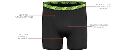 New Balance Boys' 3.5" Underwear, Performance Boxer Briefs (4 Pack), Magnet Print/Team Red/Black/Team Red Print, X-Large