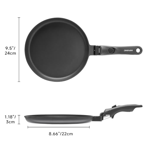 JEETEE Titanium Crepe Pan with Detachable Handle, 9.5" Nonstick Pancake Pan