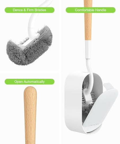 Toilet Bowl Brush and Holder, OSCIOSS Toilet Brush Set with Ergonomic Design, Compact Size, Durable Bristles, RV Toilet Brushes & Holders for Dead Corner Clean (Natural, 1pack)