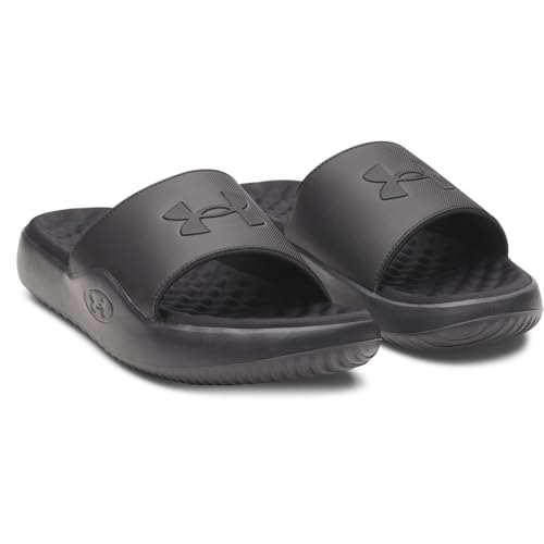 Under Armour Men's Ignite Pro 8 Fixed Band Slides Sandal, (001) Black/Black/Black, 10