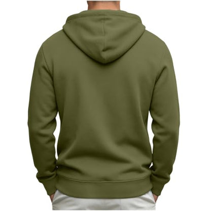 Mens Quarter Zip Hoodie Casual Plain Long Sleeve Athletic Sweater