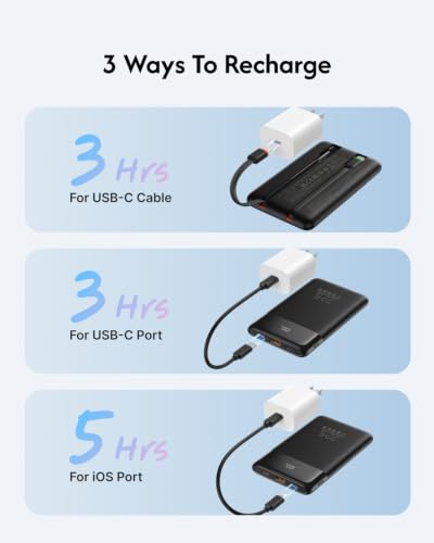 VEGER Portable Charger with Cables, Mini Power Bank 22.5W Fast Charging